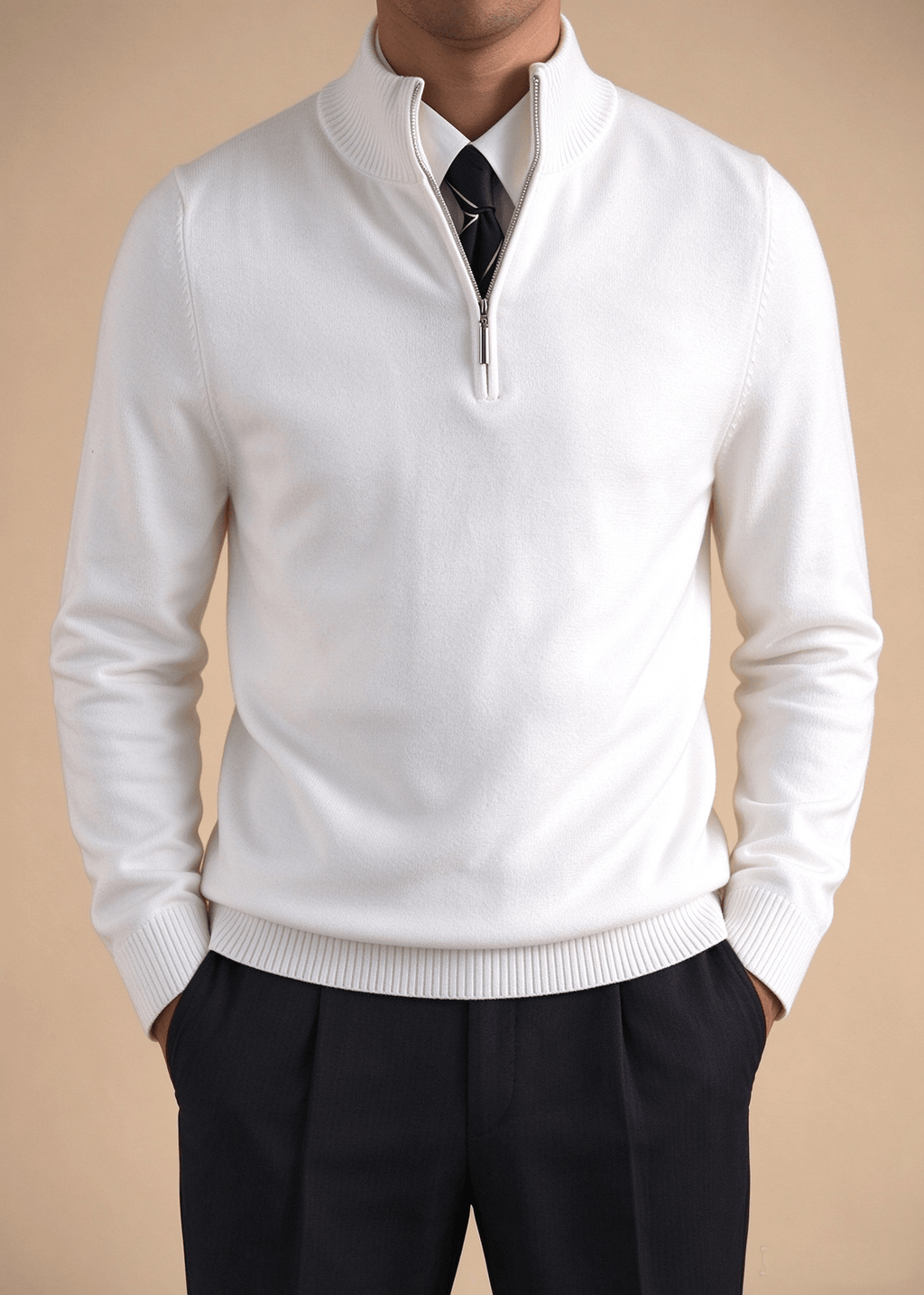 Men’s Quarter-Zip Mock Neck Sweater – Slim Fit Anti-Pilling Knit Pullover