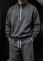Men’s Stand Collar Half-Zip Sweatshirt & Sweatpants Set