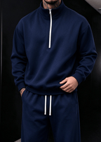 Men’s Stand Collar Half-Zip Sweatshirt & Sweatpants Set