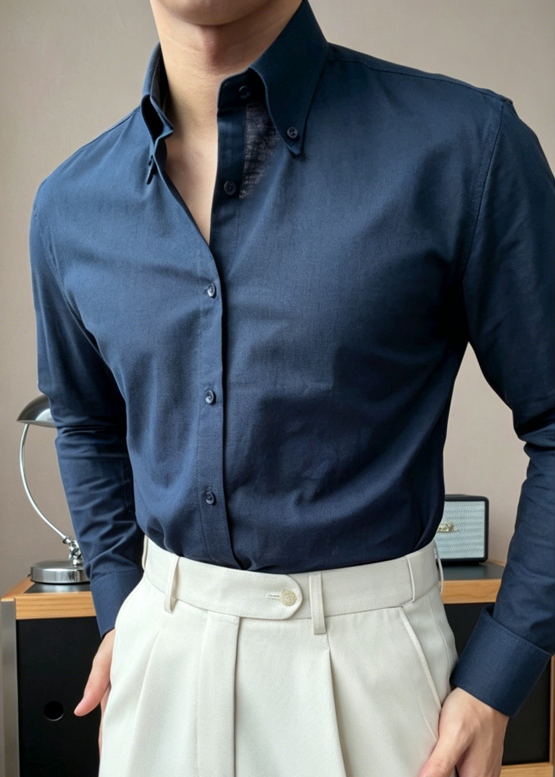 Premium Cotton Linen Button-Down Shirt - Men's Summer Old Money Aesthetic Casual Long Sleeve Shirt