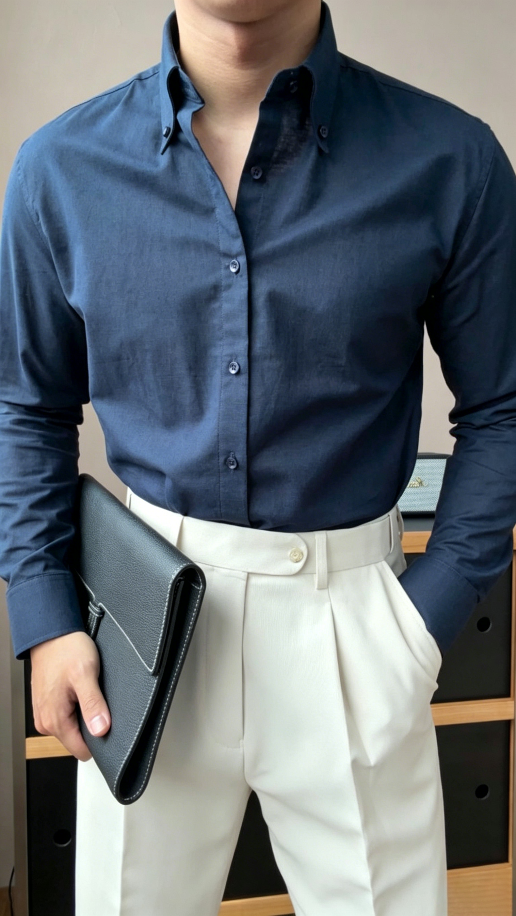 Premium Cotton Linen Button-Down Shirt - Men's Summer Old Money Aesthetic Casual Long Sleeve Shirt