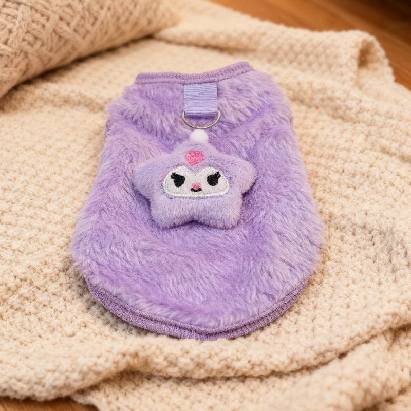 Soft Plush Pet Vest for Dogs & Cats – Breathable Derong Cotton Anti-Shedding Outfit