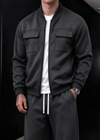 Men’s Fleece-Lined Utility Bomber Jacket & Wide-Leg Pants Set