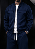 Men’s Fleece-Lined Utility Bomber Jacket & Wide-Leg Pants Set