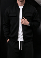 Men’s Fleece-Lined Utility Bomber Jacket & Wide-Leg Pants Set