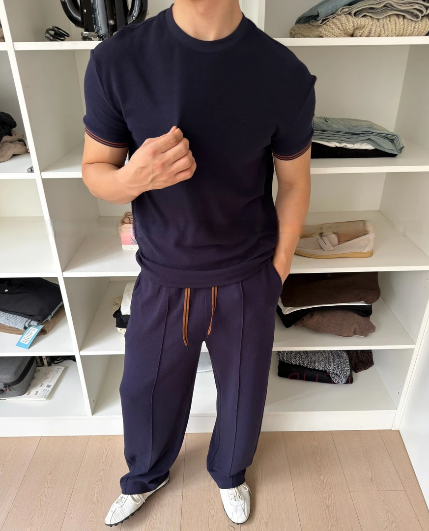 Men's Crewneck Comfortable Casual Short-Sleeve Set