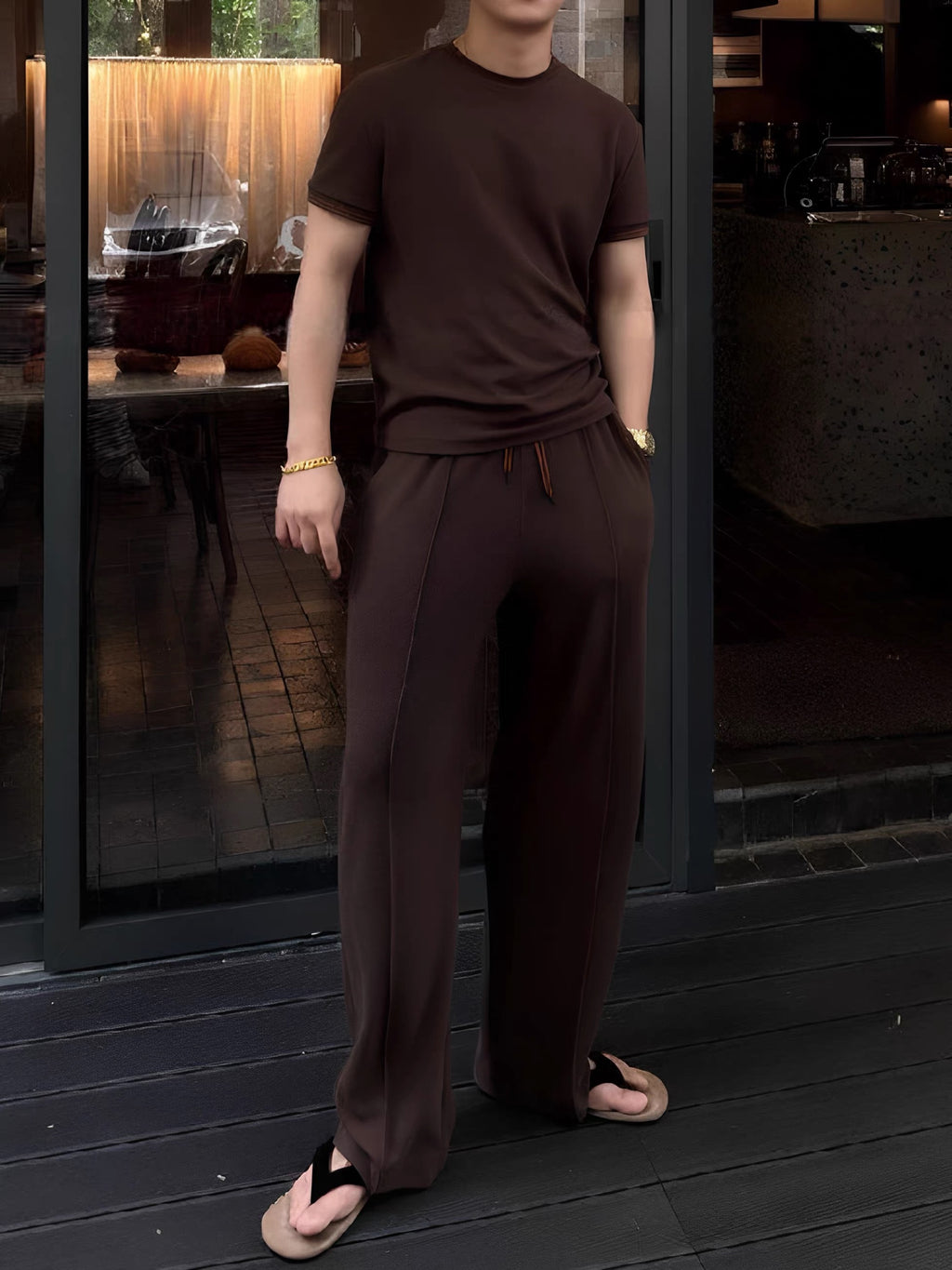 Men's Crewneck Comfortable Casual Short-Sleeve Set