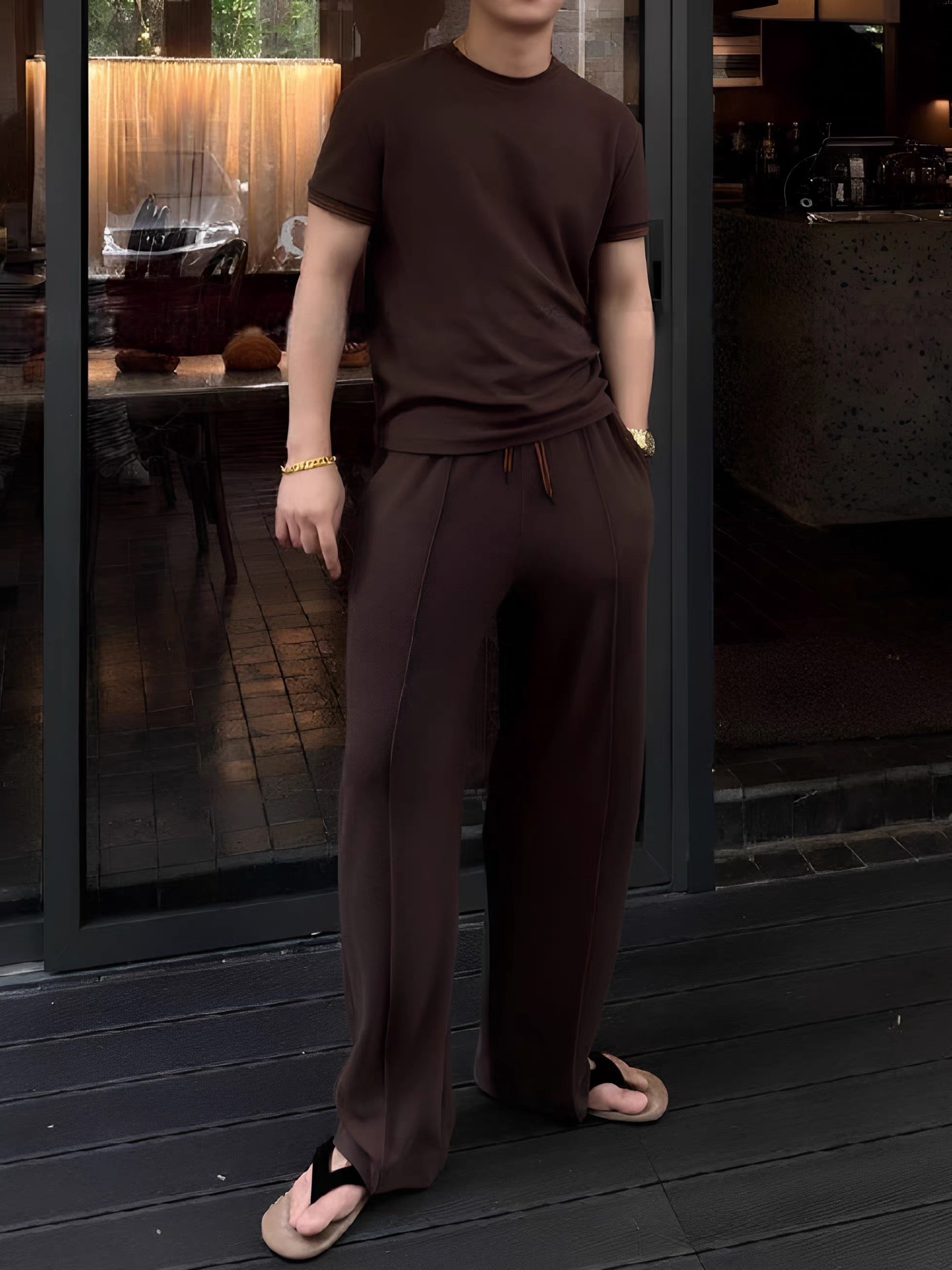 Men's Crewneck Comfortable Casual Short-Sleeve Set