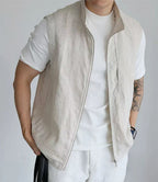 Men's Stand-Collar Textured Smart-Casual Business Vest