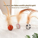 Pet Interactive Feather Bouncy Ball Toy