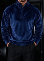 Men's Double-Sided Flannel Quarter-Snap Pullover Sweatshirt
