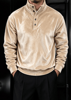 Men's Double-Sided Flannel Quarter-Snap Pullover Sweatshirt