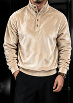 Men's Double-Sided Flannel Quarter-Snap Pullover Sweatshirt