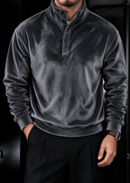 Men's Double-Sided Flannel Quarter-Snap Pullover Sweatshirt