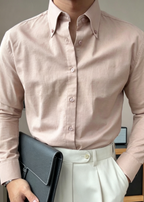Premium Cotton Linen Button-Down Shirt - Men's Summer Old Money Aesthetic Casual Long Sleeve Shirt
