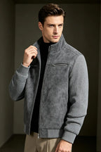 Men's Vintage Faux Suede Patchwork Stand Collar Jacket