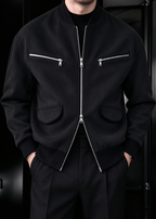 Men’s Vintage Streetwear Faux Suede Bomber Jacket – Zip Pocket Baseball Collar Casual Coat