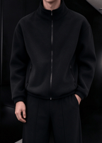 Men’s Heavyweight Fleece Two-Piece Set – Stand Collar Zip Jacket & Wide-Leg Pants