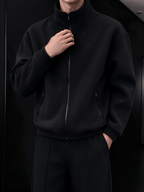 Men’s Heavyweight Fleece Two-Piece Set – Stand Collar Zip Jacket & Wide-Leg Pants
