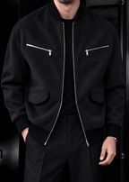 Men’s Vintage Streetwear Faux Suede Bomber Jacket – Zip Pocket Baseball Collar Casual Coat