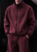 Men’s Heavyweight Fleece Two-Piece Set – Stand Collar Zip Jacket & Wide-Leg Pants