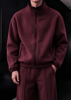 Men’s Heavyweight Fleece Two-Piece Set – Stand Collar Zip Jacket & Wide-Leg Pants