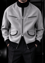 Men’s Vintage Streetwear Faux Suede Bomber Jacket – Zip Pocket Baseball Collar Casual Coat