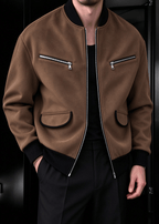 Men’s Vintage Streetwear Faux Suede Bomber Jacket – Zip Pocket Baseball Collar Casual Coat
