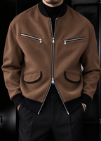 Men’s Vintage Streetwear Faux Suede Bomber Jacket – Zip Pocket Baseball Collar Casual Coat