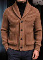 Men’s Chunky Ribbed Knit Shawl Collar Cardigan