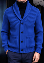 Men’s Chunky Ribbed Knit Shawl Collar Cardigan
