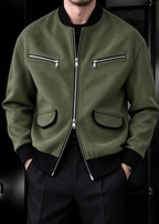 Men’s Vintage Streetwear Faux Suede Bomber Jacket – Zip Pocket Baseball Collar Casual Coat