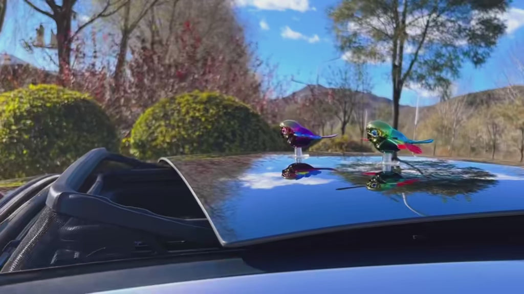 Cute Flying Companion Bird Car Ornament - Wind-Powered Flapping Wings Decoration for Dashboard, Roof, Mirror & Motorcycle