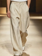 Men's Old Money Linen Wide Leg Trousers | Breathable Casual Pants