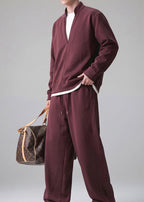 Men’s Bordeaux Tracksuit Set | Old Money Sweatshirt & Pants
