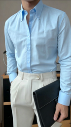 Premium Cotton Linen Button-Down Shirt - Men's Summer Old Money Aesthetic Casual Long Sleeve Shirt