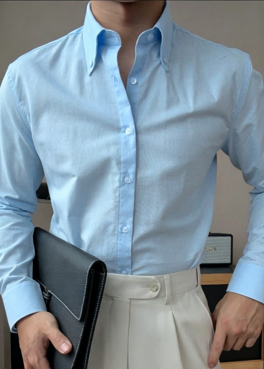 Premium Cotton Linen Button-Down Shirt - Men's Summer Old Money Aesthetic Casual Long Sleeve Shirt