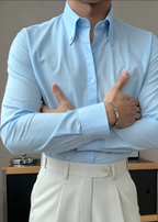 Premium Cotton Linen Button-Down Shirt - Men's Summer Old Money Aesthetic Casual Long Sleeve Shirt
