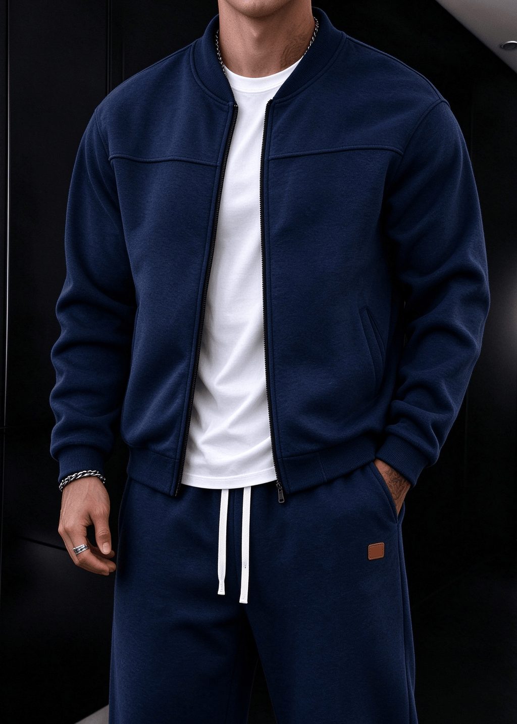 Men's Fleece-Lined Zip-Up Jacket and Jogger Pants Set