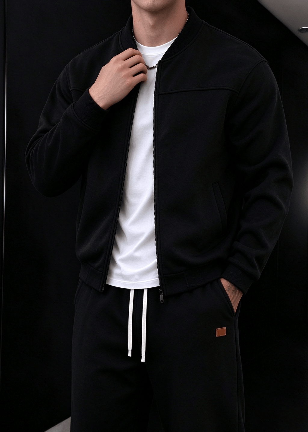 Men's Fleece-Lined Zip-Up Jacket and Jogger Pants Set