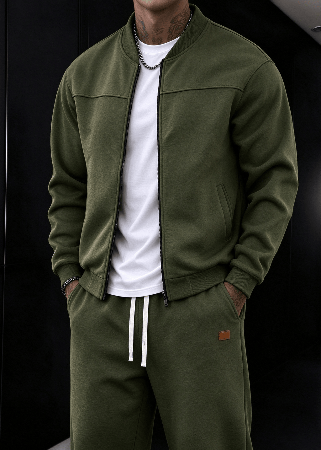 Men's Fleece-Lined Zip-Up Jacket and Jogger Pants Set