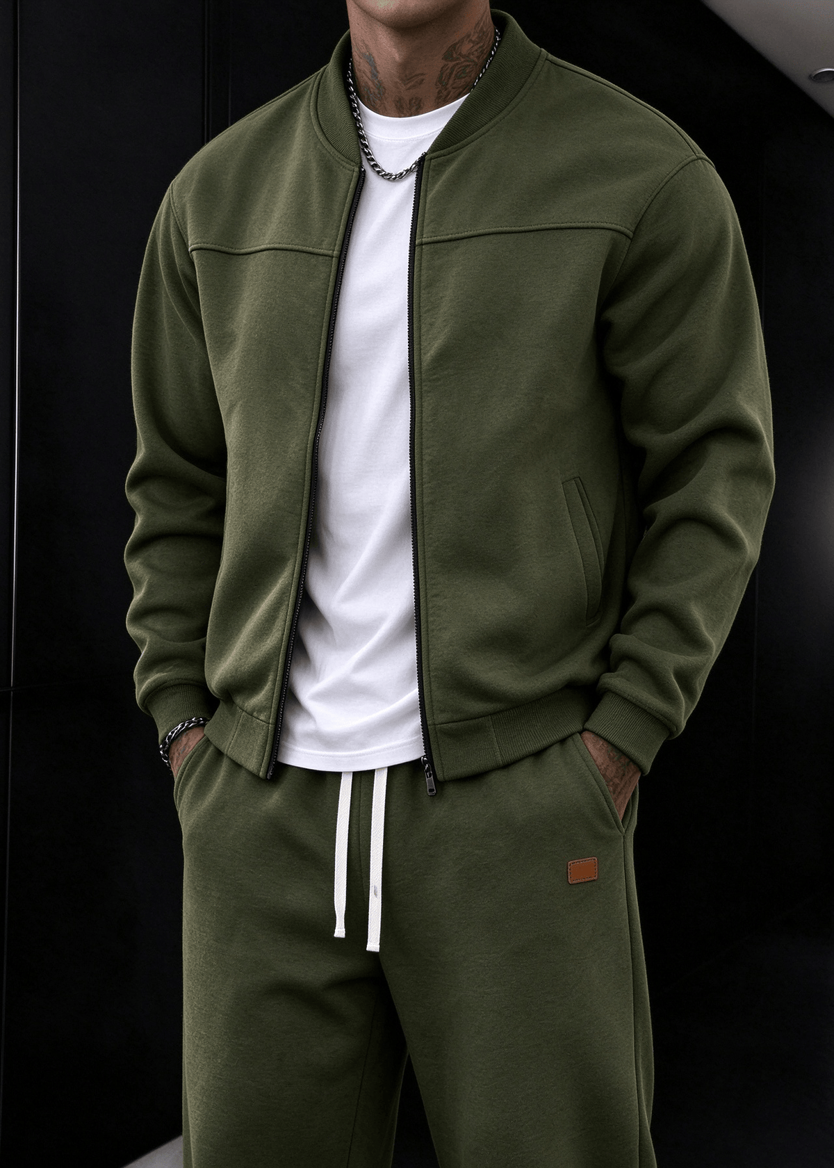 Men's Fleece-Lined Zip-Up Jacket and Jogger Pants Set
