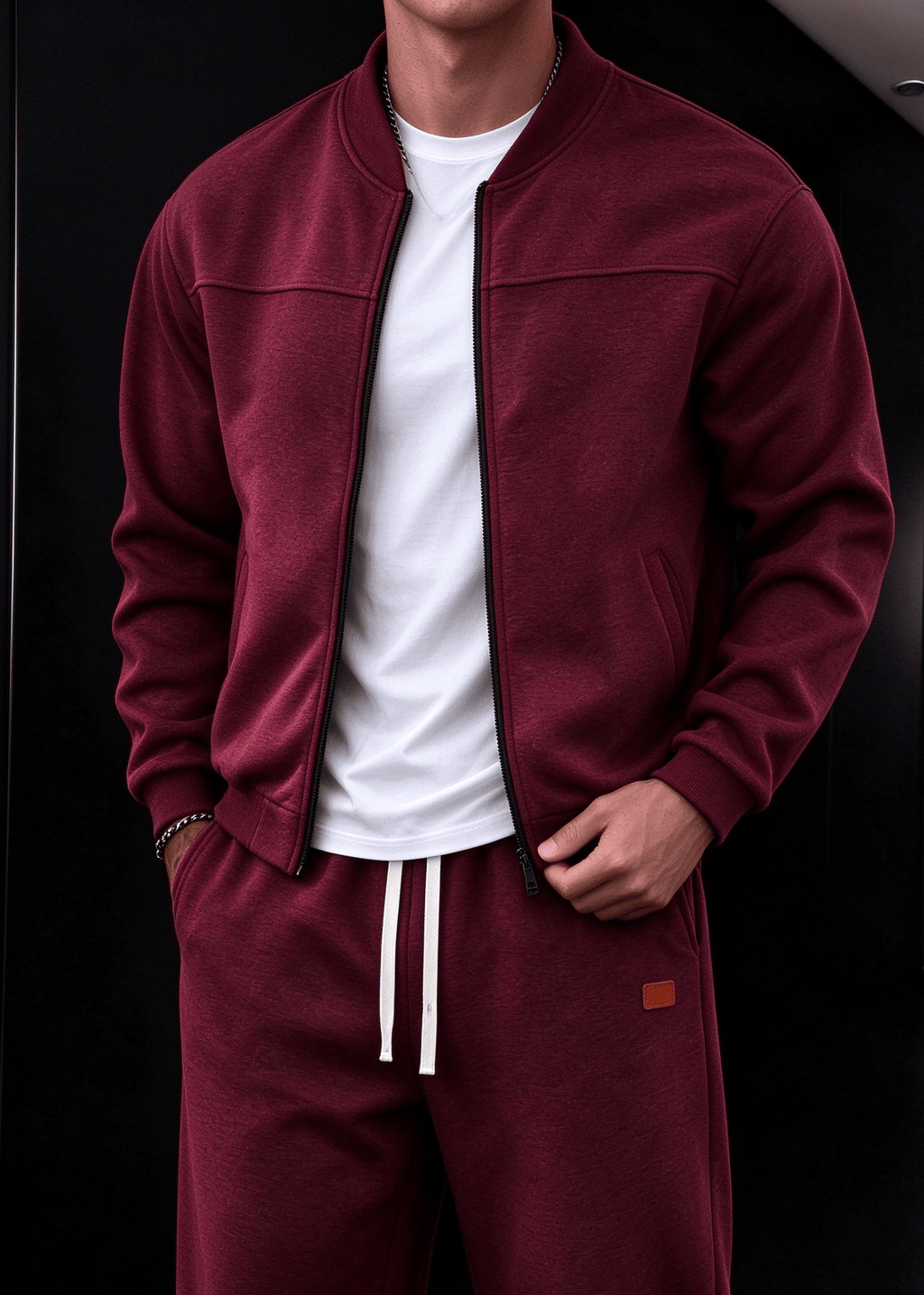 Men's Fleece-Lined Zip-Up Jacket and Jogger Pants Set
