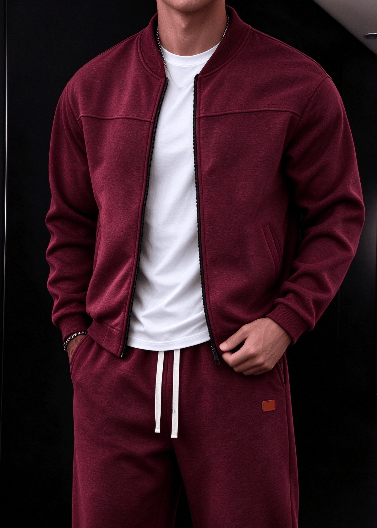 Men's Fleece-Lined Zip-Up Jacket and Jogger Pants Set