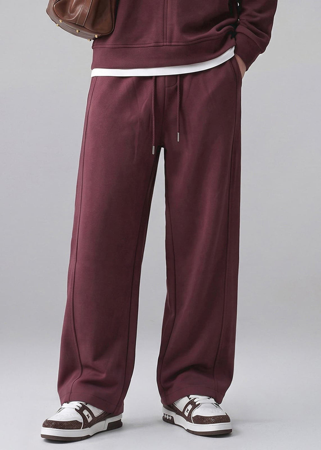 Men’s Bordeaux Tracksuit Set | Old Money Sweatshirt & Pants