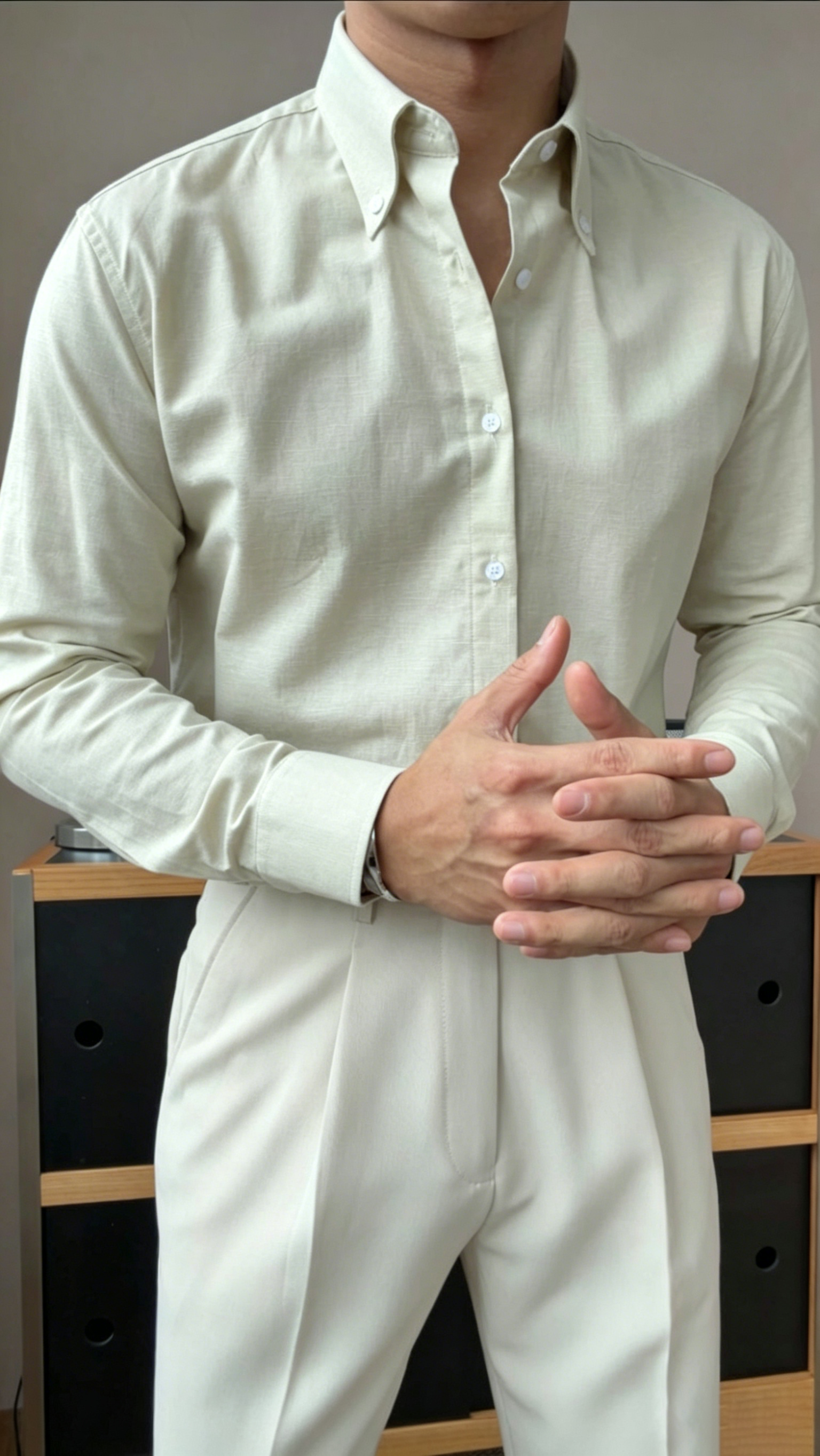 Premium Cotton Linen Button-Down Shirt - Men's Summer Old Money Aesthetic Casual Long Sleeve Shirt