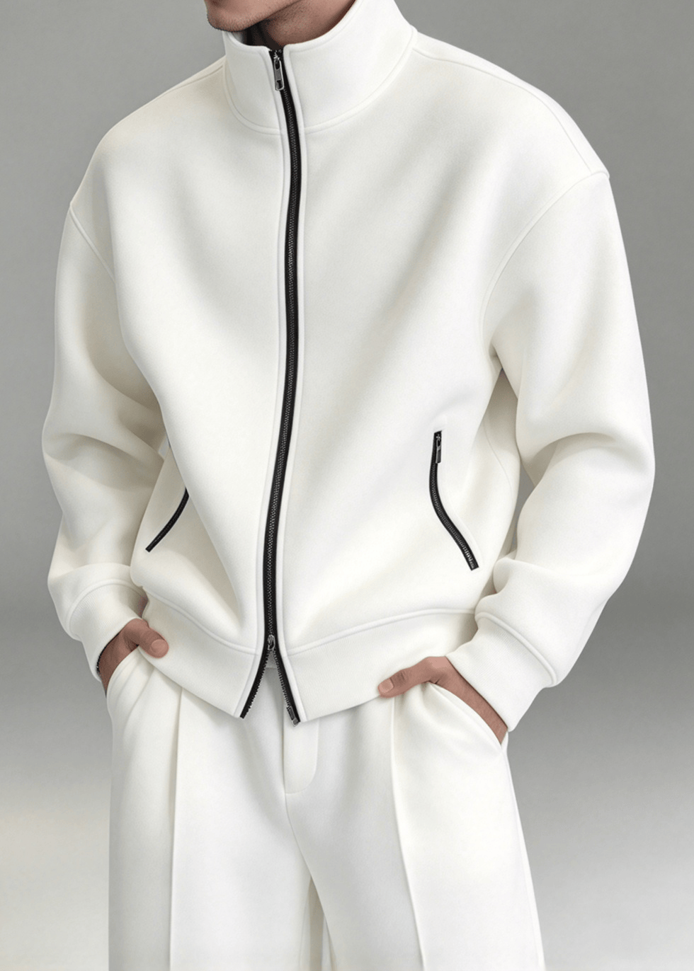 Men's Minimalist Stand-Collar Zip Jacket