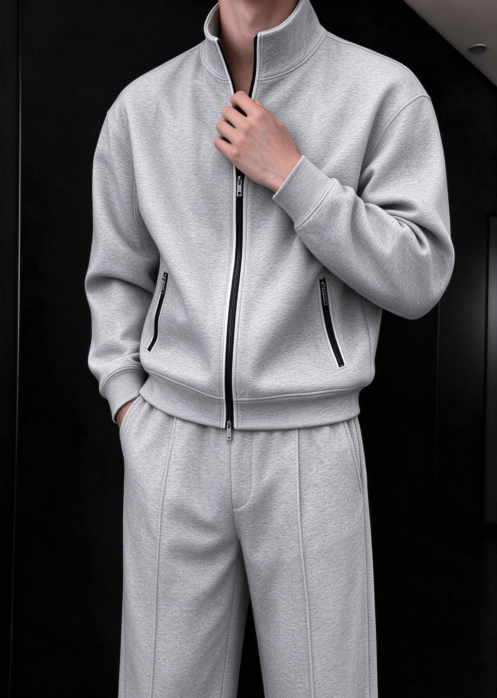 Men's Minimalist Stand-Collar Zip Jacket