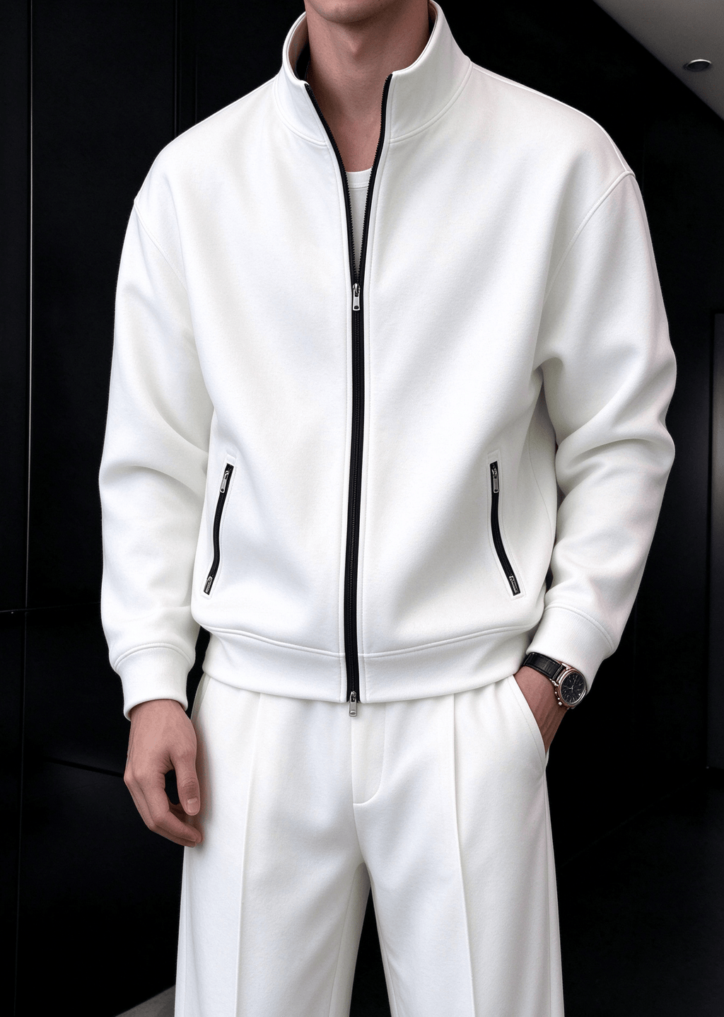 Men's Minimalist Stand-Collar Zip Jacket