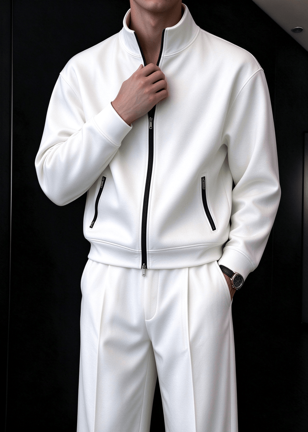Men's Minimalist Stand-Collar Zip Jacket